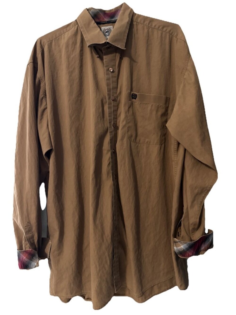 Cinch Shirt Men's Med Plaid Rodeo Cowboy Ranch Dadcore Flip Cuff Square Button